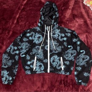 Rue21 Black and Blue Dragon Bomber Jacket